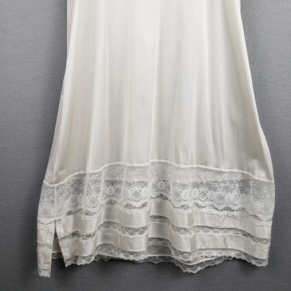 Vintage 40 Lace Trim Lingerie Slip Dress White Y2K Sabrina Carpenter Angelcore - Picture 7 of 10